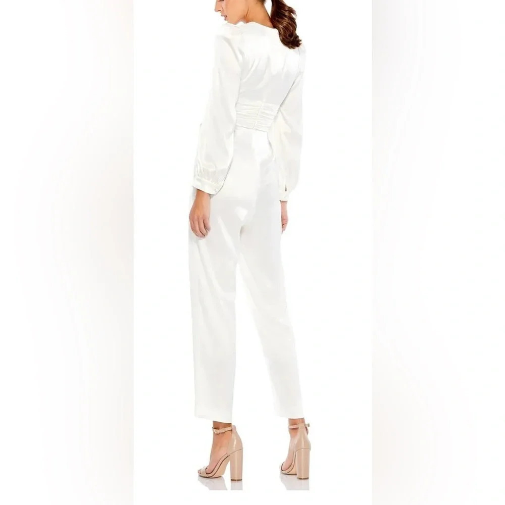 Ieena for Mac Duggal - A2647 Plunging V Neckline Long Sleeve Jumpsuit - Picture 2 of 7